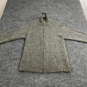 Heather Tweed Sweater Mens M Gray Lambswool Full Zip Mock Neck Winter Casual